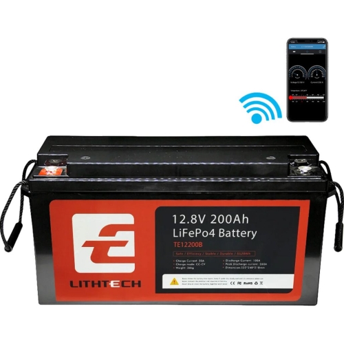 Акумулятор LITHTECH TE12200B + Bluetooth LiFePO4 12,8V 200Ah, 2.25kWh