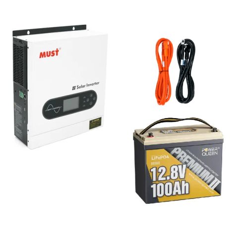 Комплект енергонезалежності Must 2000W, 12V + акумулятор Power Queen 12.8V 100Ah Mini, 1280Wh