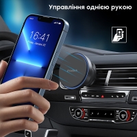 Автомобільний зарядний пристрій Choetech T205-F Black бездротова зарядка, магнітне кріплення