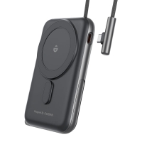 Повербанк 10000mAh Choetech B735 Black QC3.0 PD3.0 бездротова магнітна зарядка, вбудований кабель, підставка