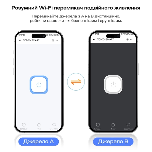 Автоматичний перемикач (АВР) під DIN-рейку з Wi-Fi TOMZN TOQ7e-125/4P 125A 4 полюси