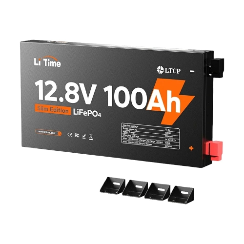 Акумуляторна батарея літій-залізо-фосфатна 12.8В 100А*год LiFePO4 LiTime Slim 12V100-100-SLIM-LTCP-4-SE100 ультратонка
