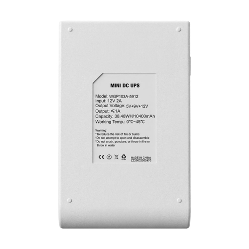 Комплект Mini UPS з блоком живлення: джерело безперебійного живлення Mini UPS WGP UPS103A White 10400mAh 5V/9V/12V, Li-ion 4*2.6Ah, для роутера і оптичного термінала та блок живлення SPF-1202B 12V/2A (24W)
