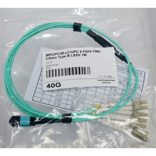 Харнес 8 волокон MPO(M)-LC duplex (G50-OM3) 1м