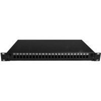 Патч-панель 24 порти SC-Simpl./LC-Dupl./E2000, пуста, кабельні вводи для 2xPG13.5 та 2xPG11, 1U, чорна
