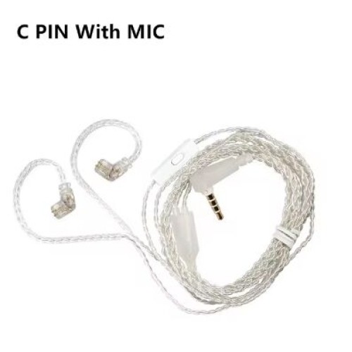 Посріблений кабель для навушників з мікрофоном KZ Audio KZ Standard SILVER Cable C MIC