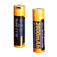Акумулятор 18650 Fenix (2600 mAh) micro usb зарядка Акумулятор 18650 Fenix (2600 mAh) micro usb зарядка