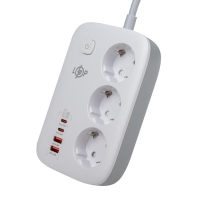 Мережевий фільтр (подовжувач) LP F65WG4 (3x230V-3520W, 2xUSB-60W, 2xType-C 65W QC/PD)