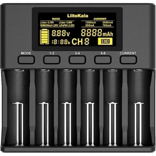 Універсальний зарядний пристрій LiitoKala Lii-S6 EU на 6 каналів + автомобільний кабель