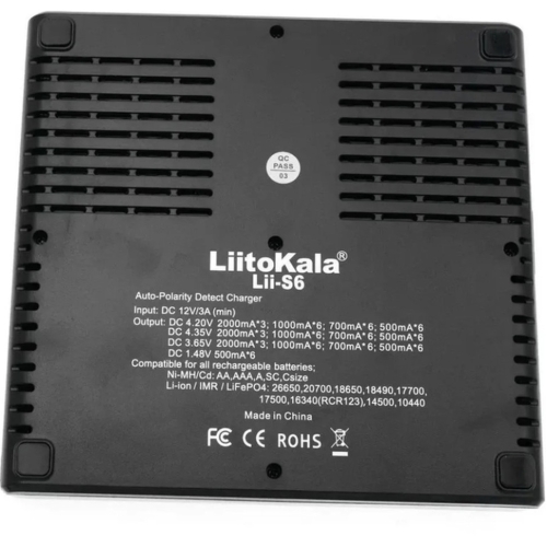 Універсальний зарядний пристрій LiitoKala Lii-S6 EU на 6 каналів + автомобільний кабель