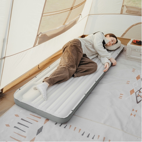 Матрац туристичний надувний одномісний Naturehike CNK2450WS034, 198х68х9.5 см, білий, для кемпінгу із мішком для надування