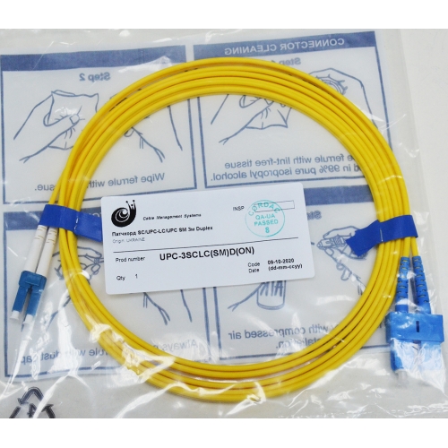Патчкорд SC/UPC-LC/UPC SM 15м Duplex Slim