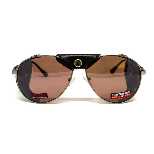 Окуляри захисні Global Vision Aviator-3 (drive mirror), коричневі зі з'ємним ущільнювачем із синтетичної "шкіри"