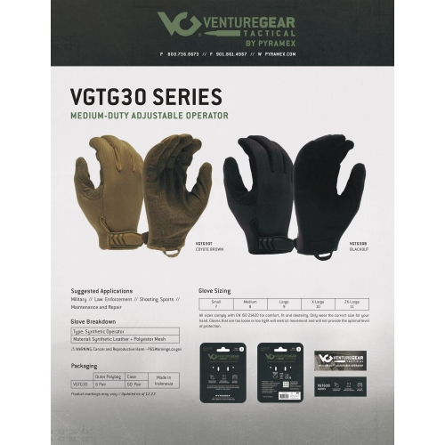Тактичні рукавиці Venture Gear Tactical VGTG30 Medium-Duty Operator, чорні, розмір L (9)