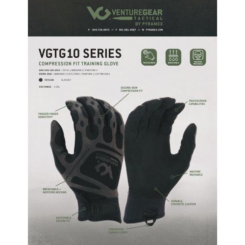 Тактичні рукавиці Venture Gear Tactical VGTG10 Compression Fit, чорні, розмір XL (10)