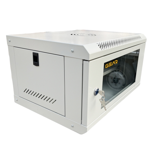 Шафа серверна настінна з полицею GEAR 6U 19'' 530x400x300 мм., Сіра (GWMSN-6U-530-400G)