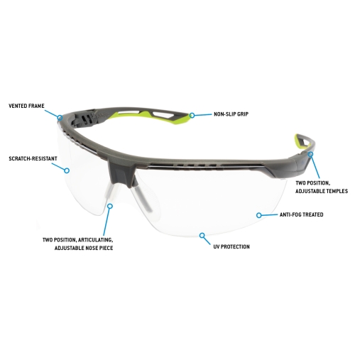Захисні окуляри Pyramex Truflex Grey-Lime (clear) Anti-Fog, прозорі в сіро-лаймовій оправі