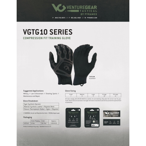 Тактичні рукавиці Venture Gear Tactical VGTG10 Compression Fit, чорні, розмір M (8)