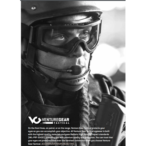 Окуляри захисні з ущільнювачем Venture Gear Tactical Loadout+RX (clear) Super Anti-Fog H2MAX, прозорі окуляри з діоптрійною вставкою в комплекті