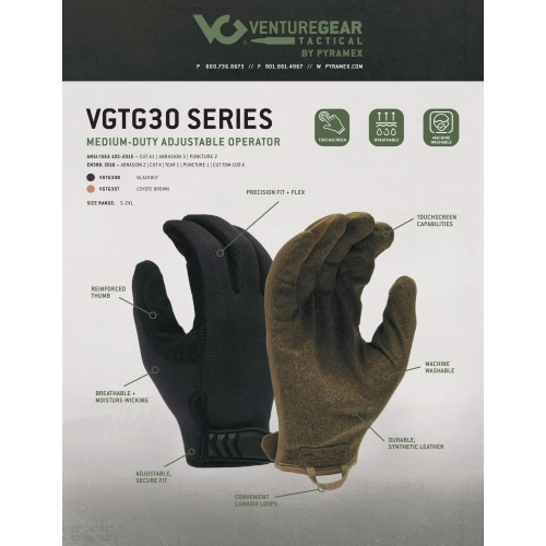 Тактичні рукавиці Venture Gear Tactical VGTG30 Medium-Duty Operator, чорні, розмір XL (10)
