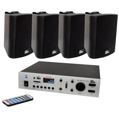Комплект з 4х настінних колонок 4all Audio SET 4xWALL 420 Black 1xPAMP-100-2z