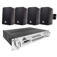 Комплект з 4х настінних колонок  4all Audio SET 4xWALL 420 IP55 Black 1xPAMP-120-5Zi