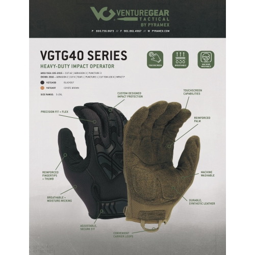 Тактичні рукавиці протиударні Venture Gear Tactical VGTG40 Heavy-Duty Impact Operator, чорні, розмір S (7)