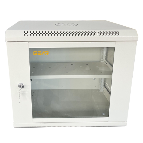 Шафа серверна настінна з полицею GEAR 9U 19'' 530x400x450 мм., Cіра (GWMSN-9U-530-400G)
