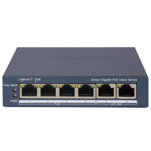 Комутатор 6 портів керований Hikvision DS-3E1506P-EI/MPoE