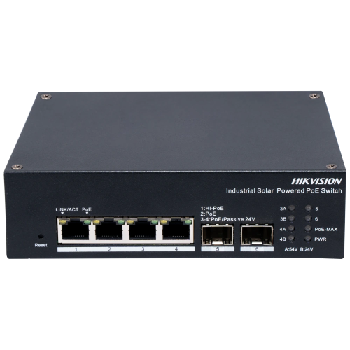 Комутатор 4 порти керований Hikvision DS-3T1506HP-EI-UPS PoE