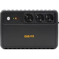 Пристрій безперебійного живлення GEAR, UPS 1000VA, 600W, AVR, 3Schuko, plastic case (GU-1000P3)