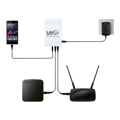 Джерело безперебійного живлення Mini UPS WGP UPS103C 16000mAh 5V/12V/12V, Li-ion 4*4Ah, для роутера і медіаконвертера