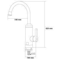 Кран-водонагрівач проточний HZ 3.0кВт 0.4-5бар для кухні гусак вухо на гайці (C) AQUATICA (HZ-6B143C)