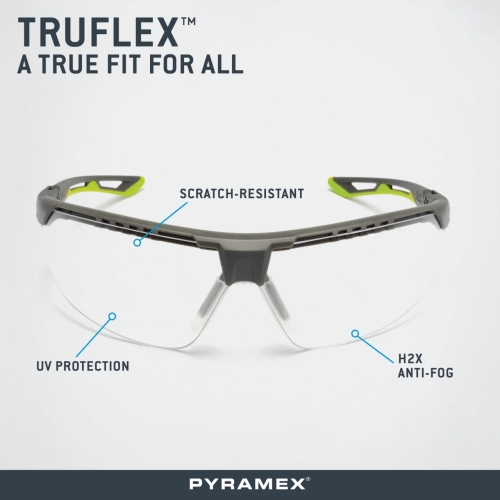 Захисні окуляри Pyramex Truflex Grey-Lime (indoor/outdoor mirror) Anti-Fog, дзеркальні напівтемні в сіро-лаймовій оправі